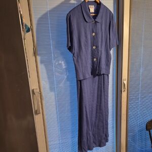 Vintage KStudio Cornflower Blue Women's Sleeveless Dress With Jacket Size 14